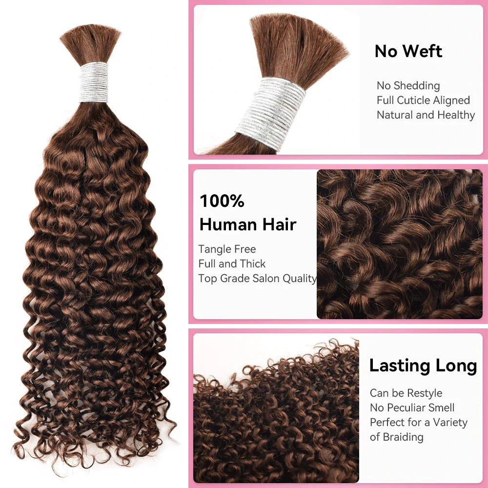 #4 Deep Curly Bohemian Human Hair For Braiding CVOHAIR