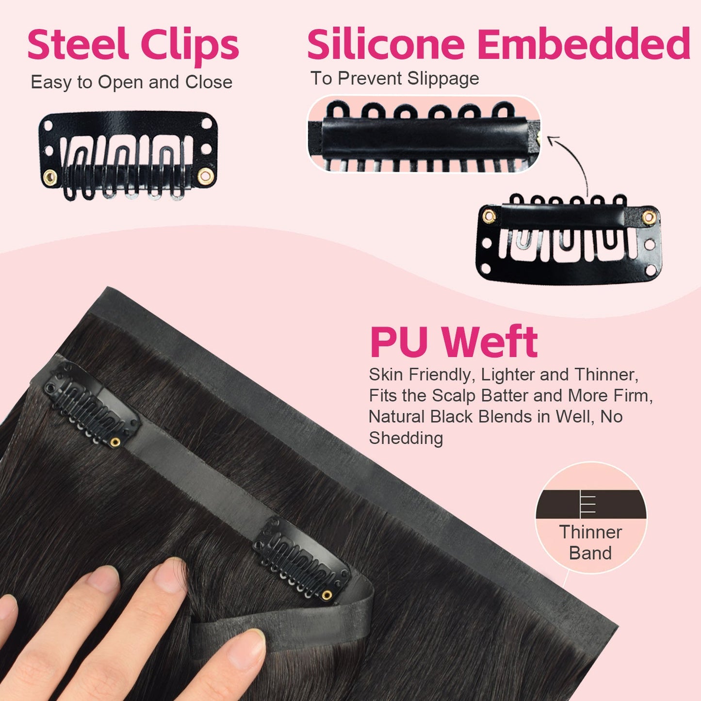 #1B 6Pcs Straight PU Seamless Clip ins Flash Sale Free Shipping Hair Extensions Real Human Hair 110G CVOHAIR