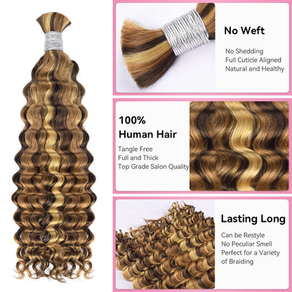 #4/27/30 100% Human Hair Braid Deep Wave Styles CVOHAIR