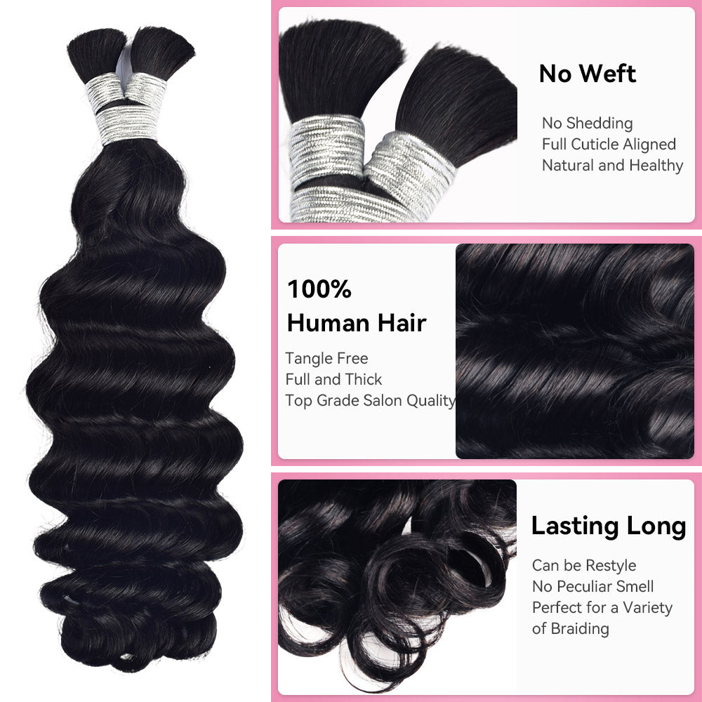 #1 Loose Deep Wave Bulk Human Hair For Braiding CVOHAIR