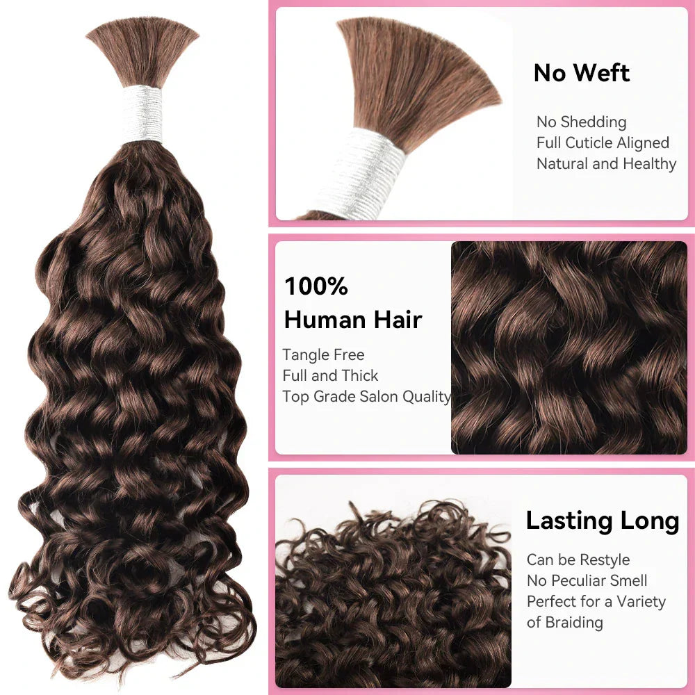#2 Italian Curly Bulk Human Hair For Boho Braids CVOHAIR