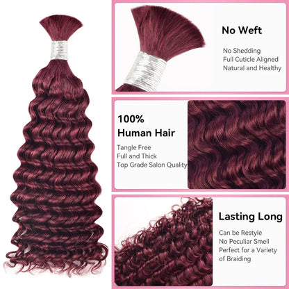#BUG Burgundy Red Best Human Hair For Boho Braids CVOHAIR