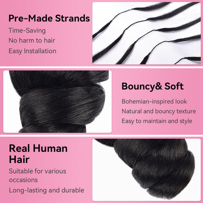 Loose Wave Crochet Human Hair Extensions CVOHAIR