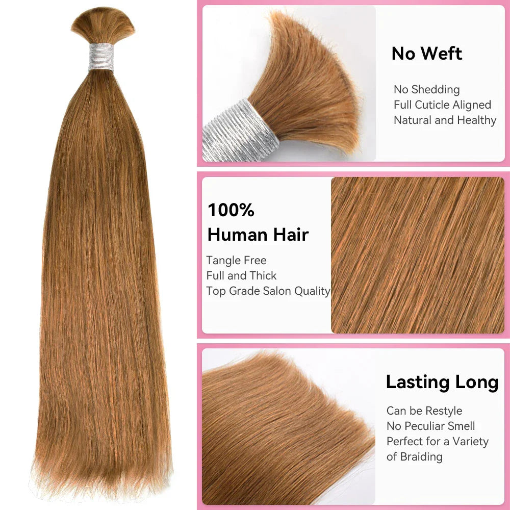 #30 Straight Boho Braids No Weft Bulk Hair For Human Hair CVOHAIR