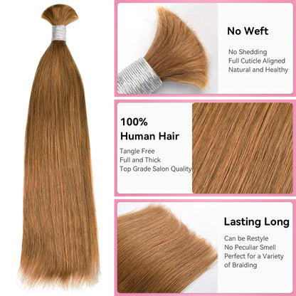 #30 Straight Boho Braids No Weft Bulk Hair For Human Hair CVOHAIR