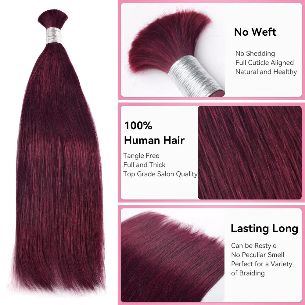 #99J Straight Boho Braids No Weft Bulk Hair for Human Hair CVOHAIR