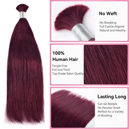 #99J Straight Boho Braids No Weft Bulk Hair for Human Hair CVOHAIR