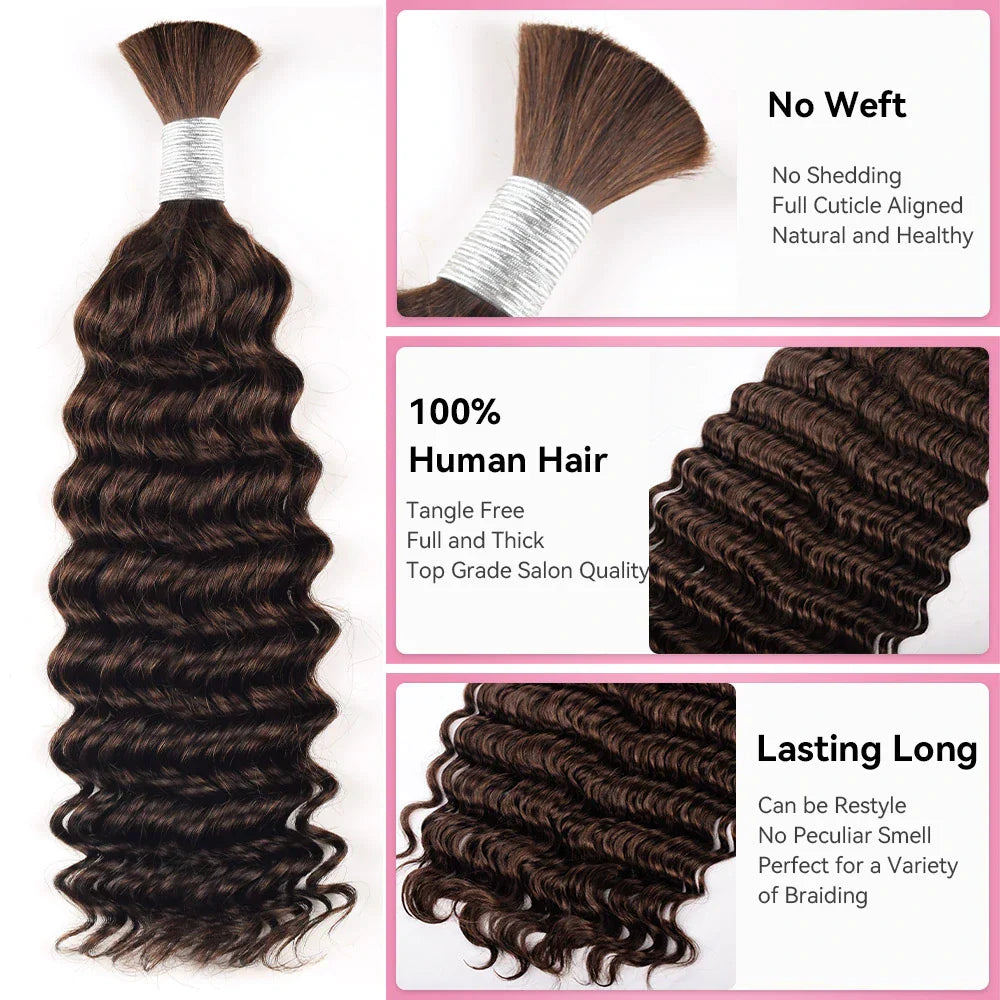#2 Deep Wave Bulk Human Hair For Braiding CVOHAIR
