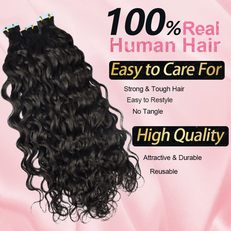 #1B Italian Curly Tape in Hair Extensions Free Shipping Human Hair 20pcs 50g/pack Seamless Skin Weft Hair CVOHAIR
