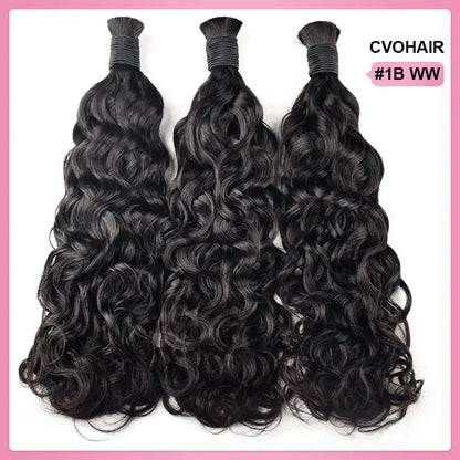 Natural Black Water Wave Bulk Human Hair For Boho Braids CVOHAIR