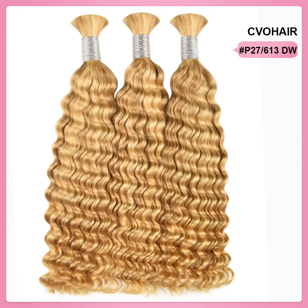 #P27/613 Deep Wave Bohemian Human Hair For Braiding CVOHAIR