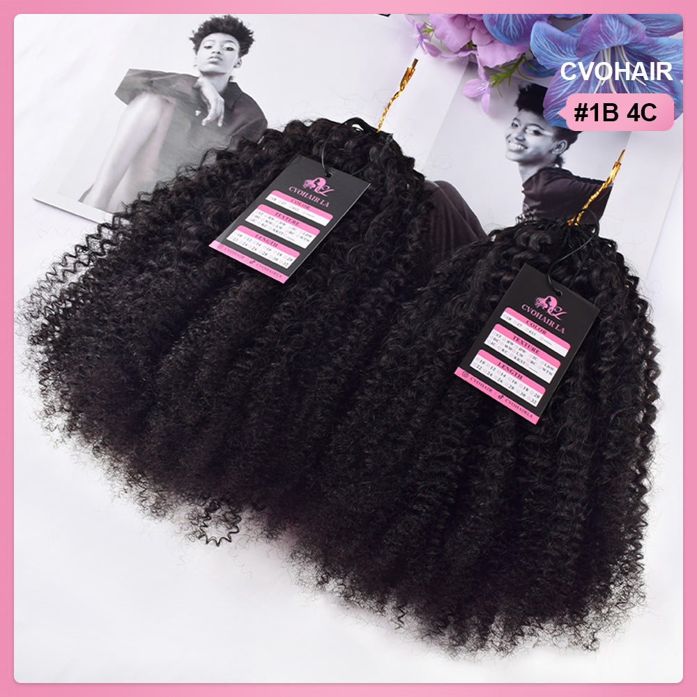Crochet Human Hair Afro Curly 4C Hair Extensions CVOHAIR