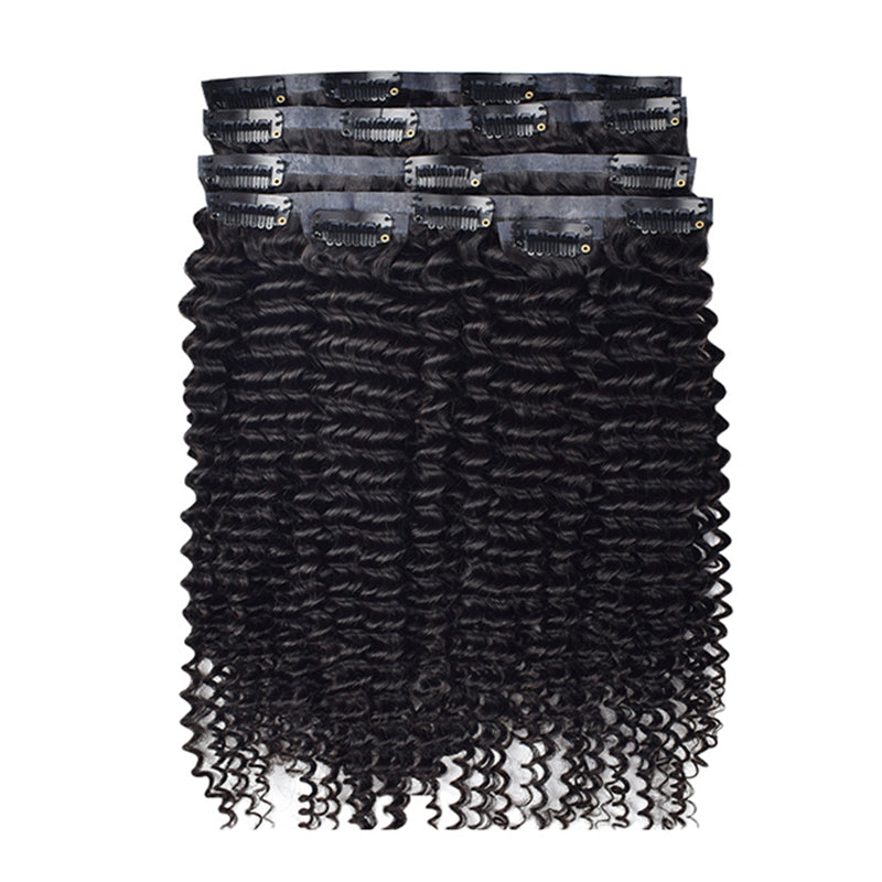 #1B 6Pcs Kinky Curly Flash Sale Free Shipping PU Seamless Clip ins Hair Extensions Real Human Hair 120G CVOHAIR