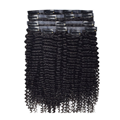 #1B 6Pcs Kinky Curly Flash Sale Free Shipping PU Seamless Clip ins Hair Extensions Real Human Hair 120G CVOHAIR
