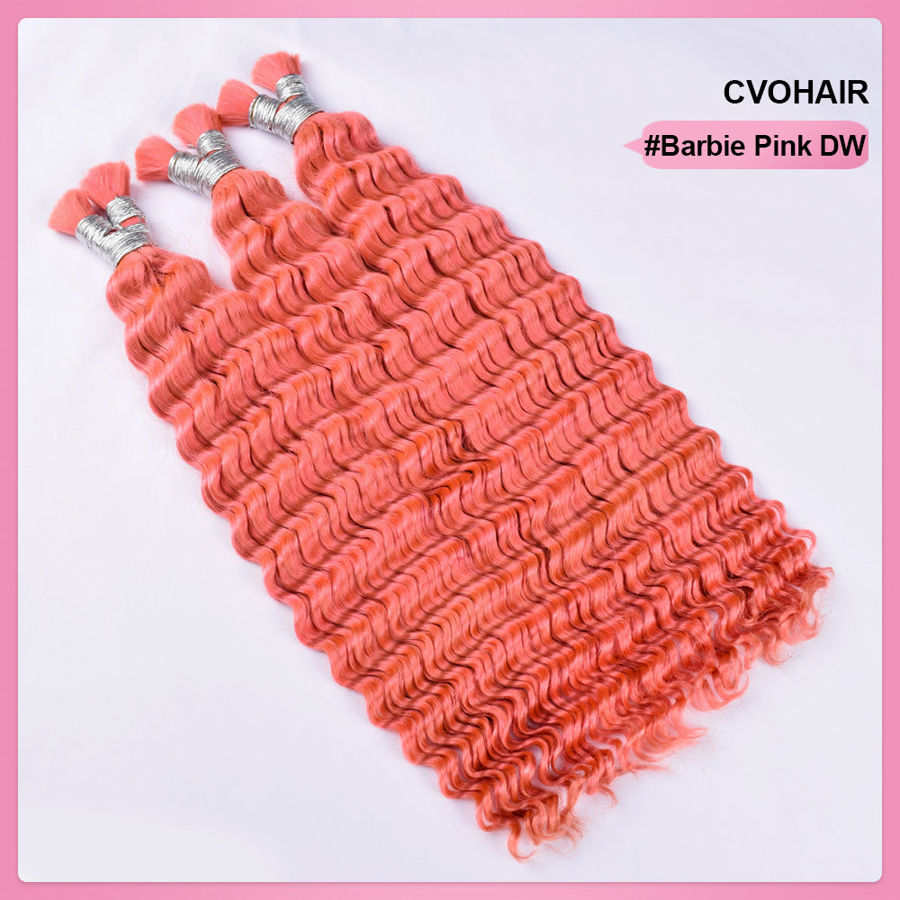 #Barbie Pink Deep Wave 100% Human Hair Braid Styles CVOHAIR