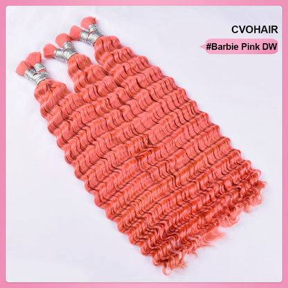 #Barbie Pink Deep Wave 100% Human Hair Braid Styles CVOHAIR