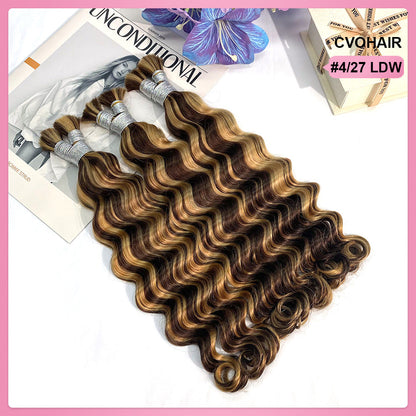 #4/27 Loose Deep Wave Bulk Human Hair For Braiding CVOHAIR