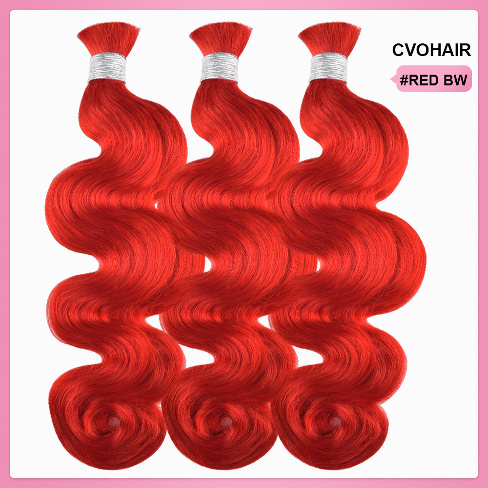 #Red 100% Human Hair Braid Body Wave Styles CVOHAIR