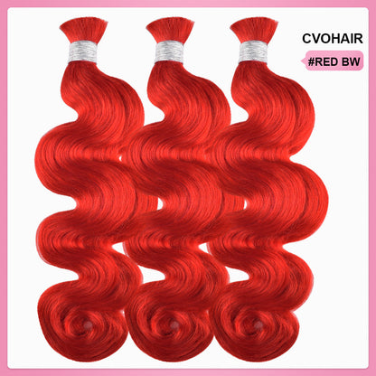 #Red 100% Human Hair Braid Body Wave Styles CVOHAIR
