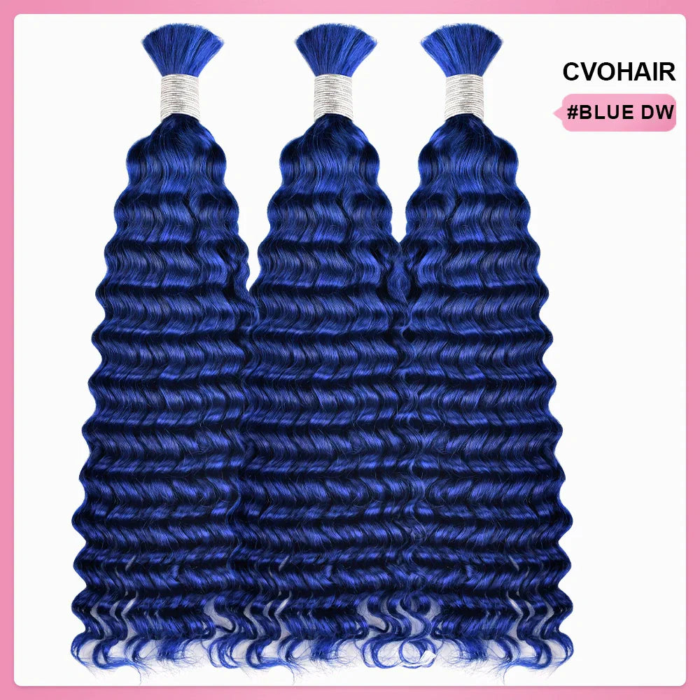 #Blue Deep Wave Bohemian Human Hair For Braiding CVOHAIR