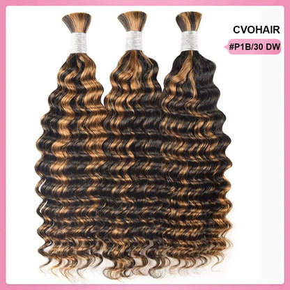 #1B/30 Deep Wave Bohemian Human Hair For Braiding CVOHAIR
