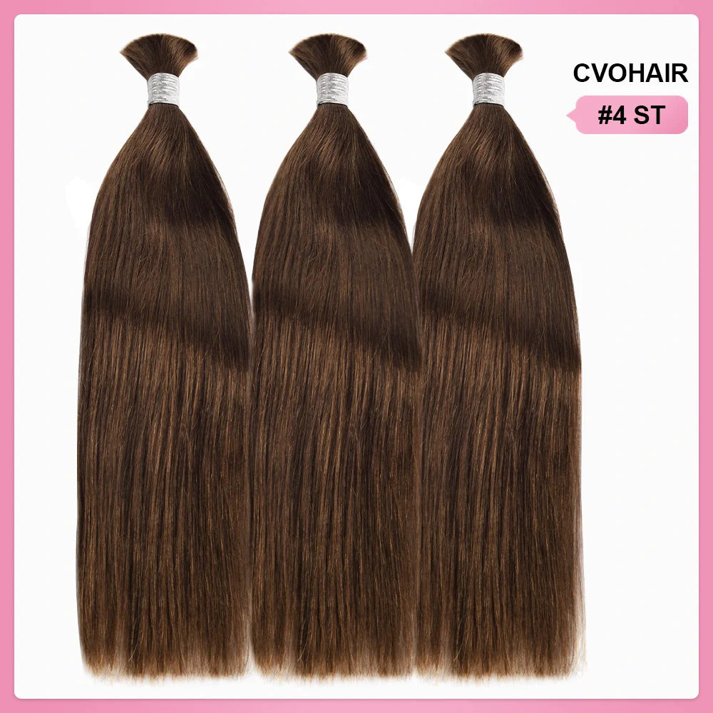Color 4 Straight Bulk Human Hair For Braiding CVOHAIR