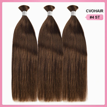 Color 4 Straight Bulk Human Hair For Braiding CVOHAIR