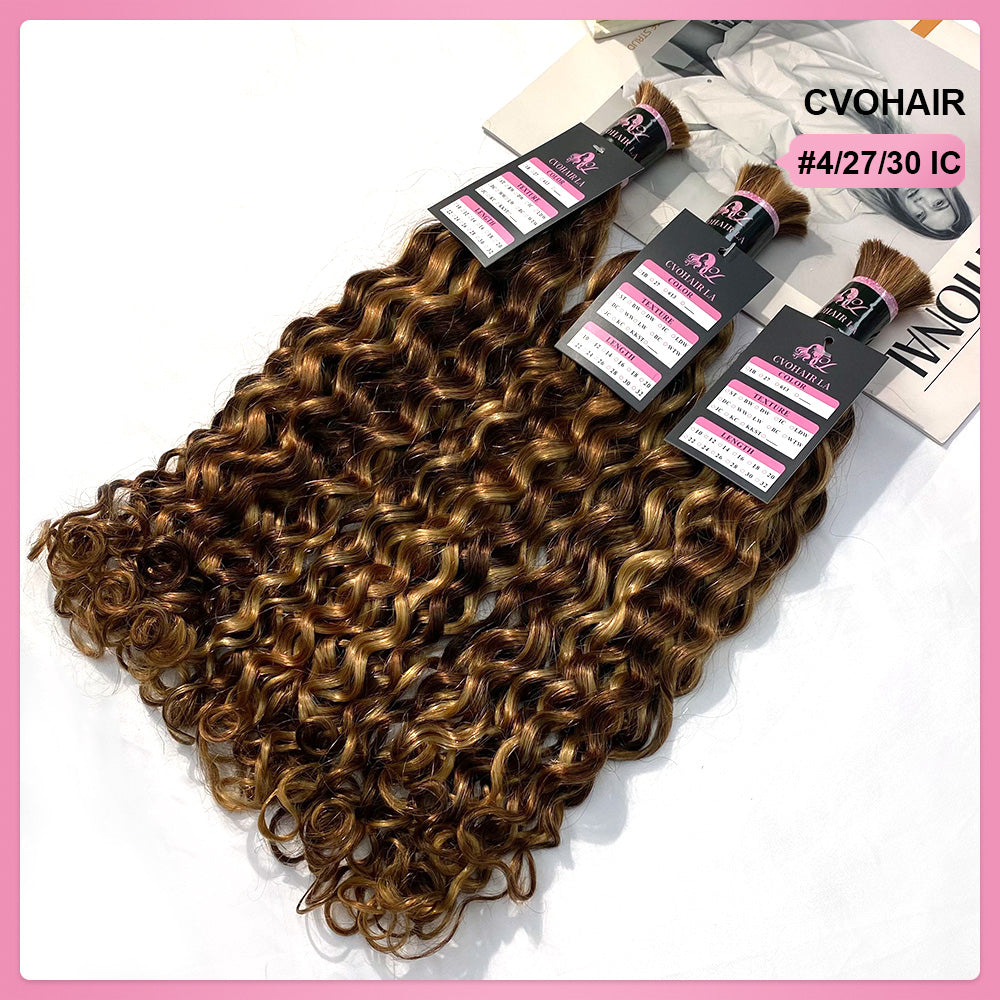 #4/27/30 Italian Curly Bulk Human Hair For Braiding CVOHAIR