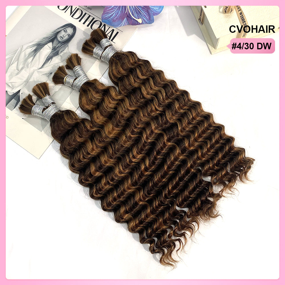 #4/30 Deep wave Bulk Human Hair For Braiding CVOHAIR