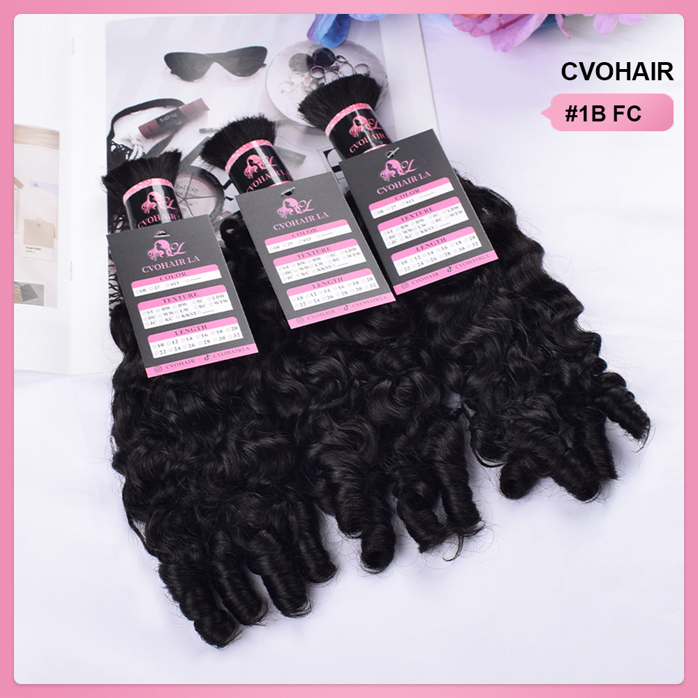 #1B Natural Black Boho Braids France Curly No Weft Bulk Hair for Human Hair CVOHAIR