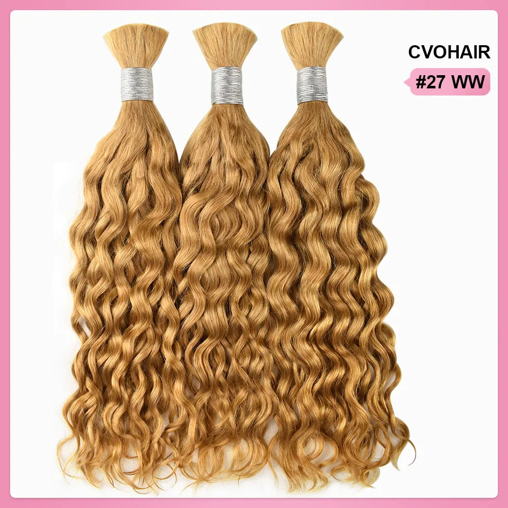 #27 Honey Blonde Water Wave Best Human Hair For Braiding CVOHAIR