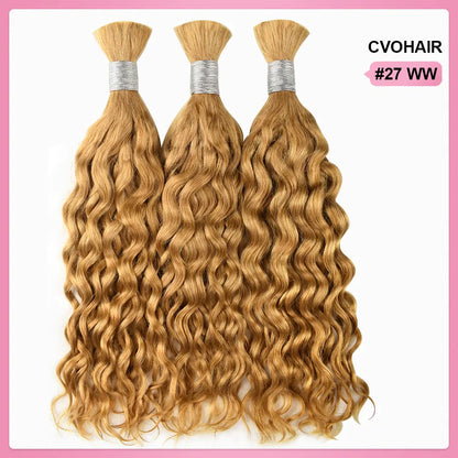 #27 Honey Blonde Water Wave Best Human Hair For Braiding CVOHAIR