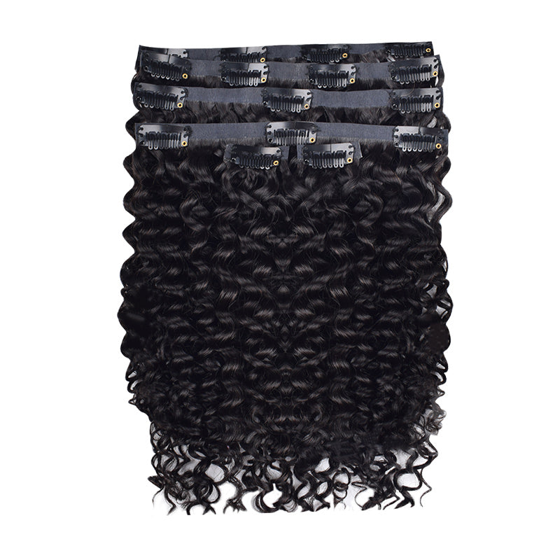 #1B 6Pcs Deep Curly Flash Sale Free Shipping PU Seamless Clip ins Hair Extensions Real Human Hair 120G CVOHAIR