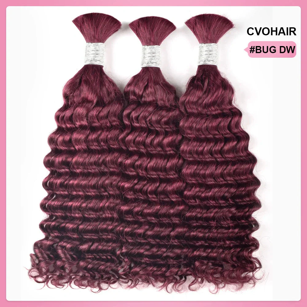 #BUG Burgundy Red Best Human Hair For Boho Braids CVOHAIR