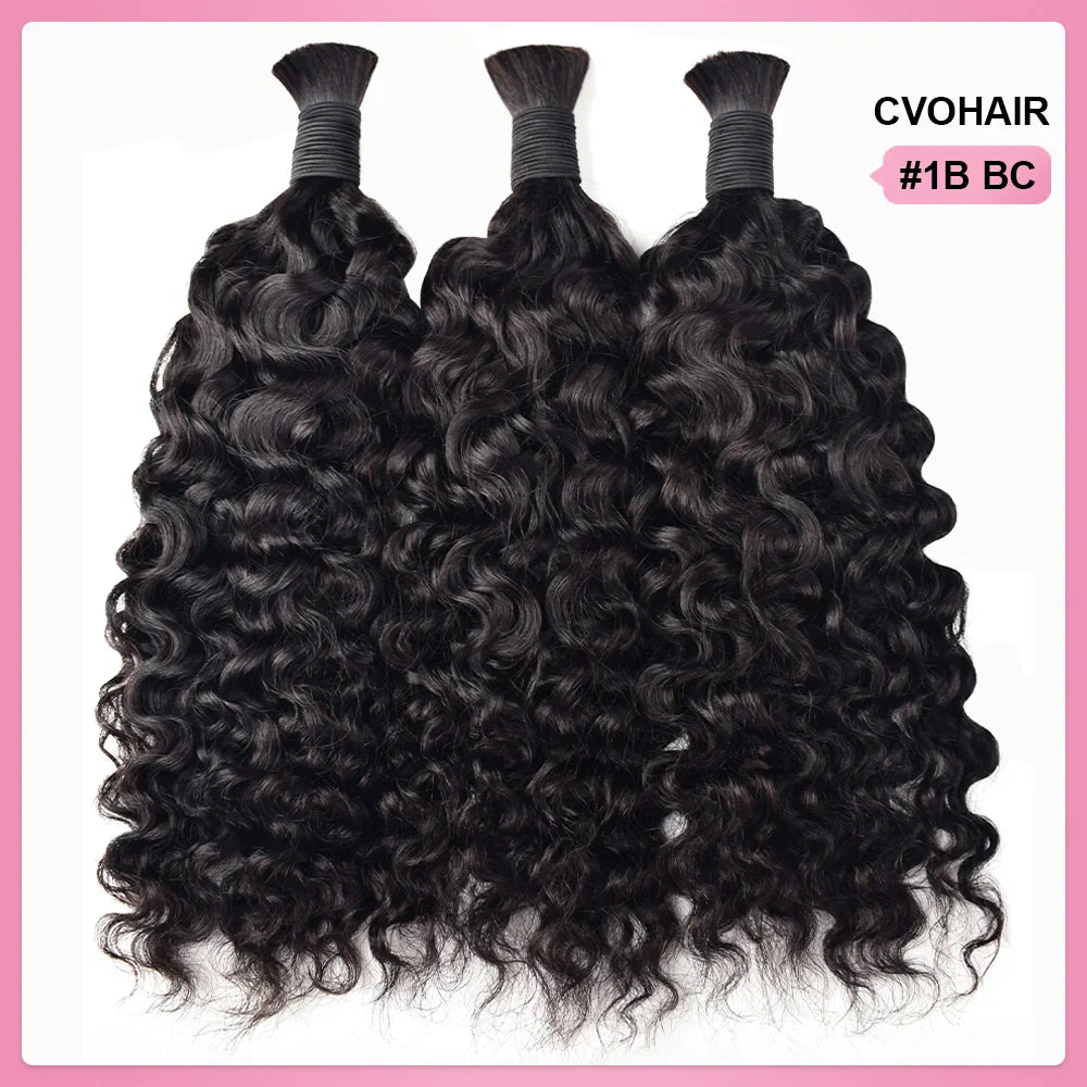#1B Burmese Curly Boho Braids Bulk Human Hair CVOHAIR