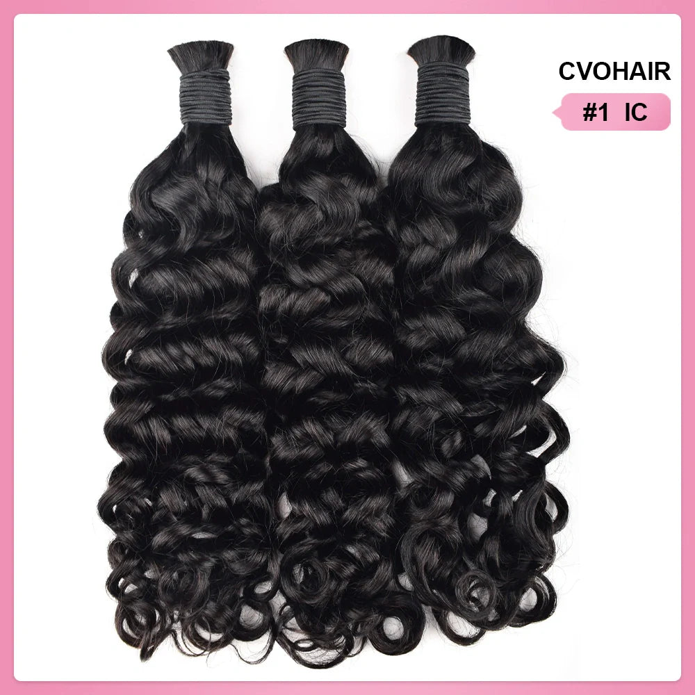 #1 Jet Black 100% Human Hair Braid Styles CVOHAIR