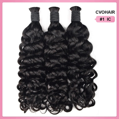 #1 Jet Black 100% Human Hair Braid Styles CVOHAIR