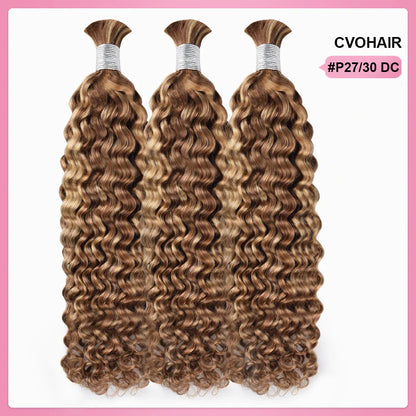 #P27/30 Deep Curly Bulk Human Hair For Braiding CVOHAIR