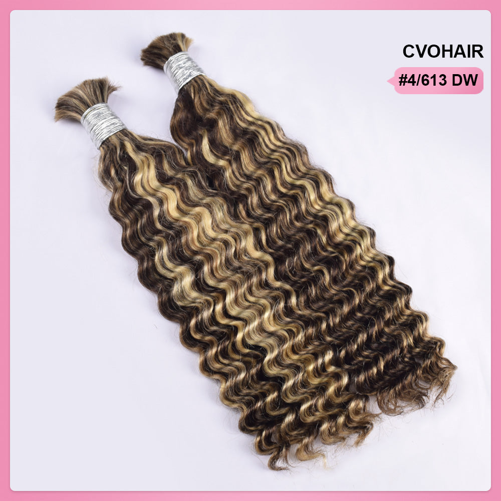 #4/613 Deep wave Bulk Human Hair For Braiding CVOHAIR