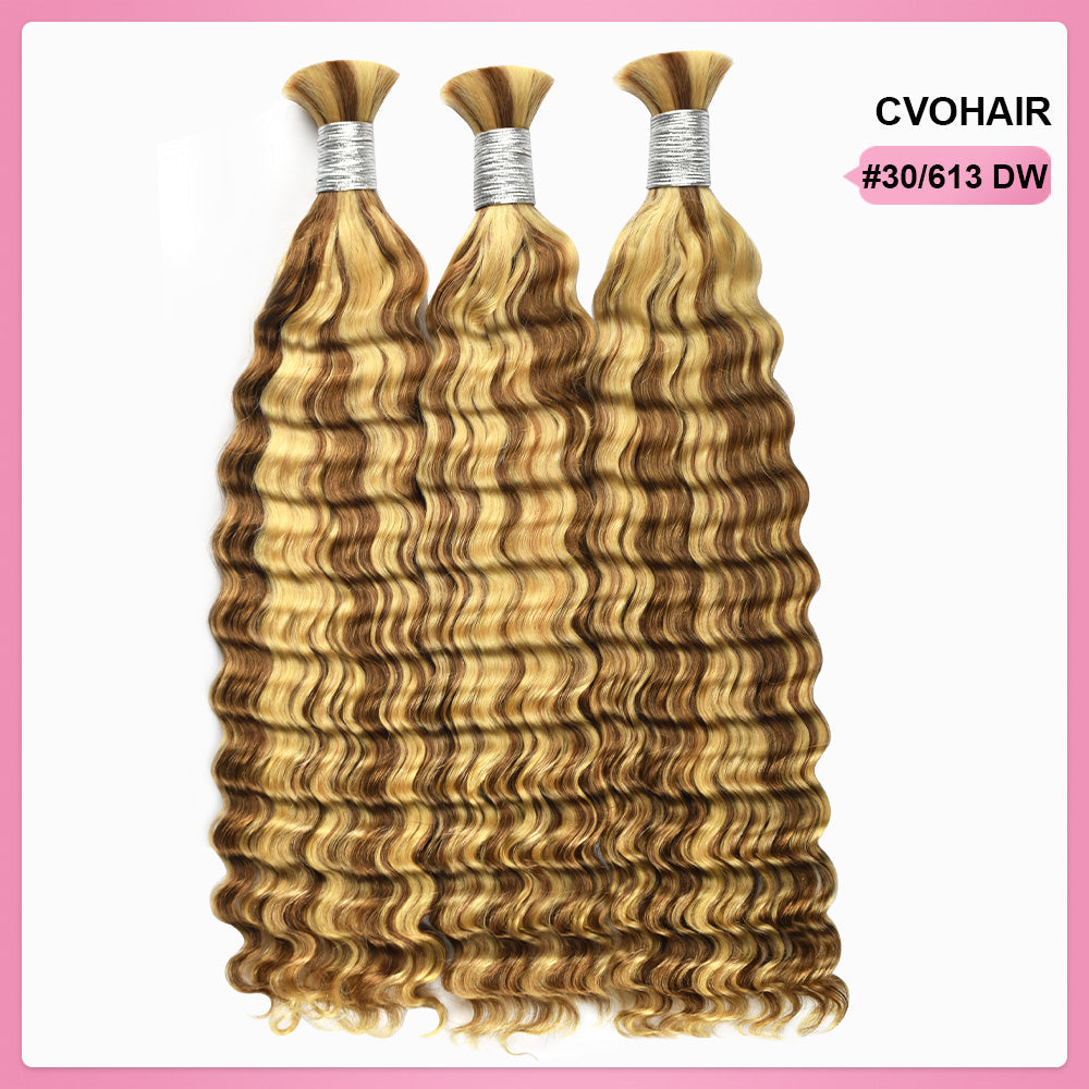 #P30/613 Deep Wave Bohemian Human Hair For Braiding CVOHAIR