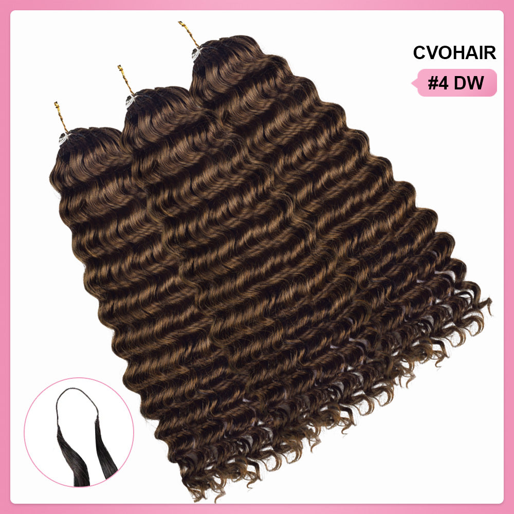 #4 Deep Wave Crochet Human Hair Extensions CVOHAIR