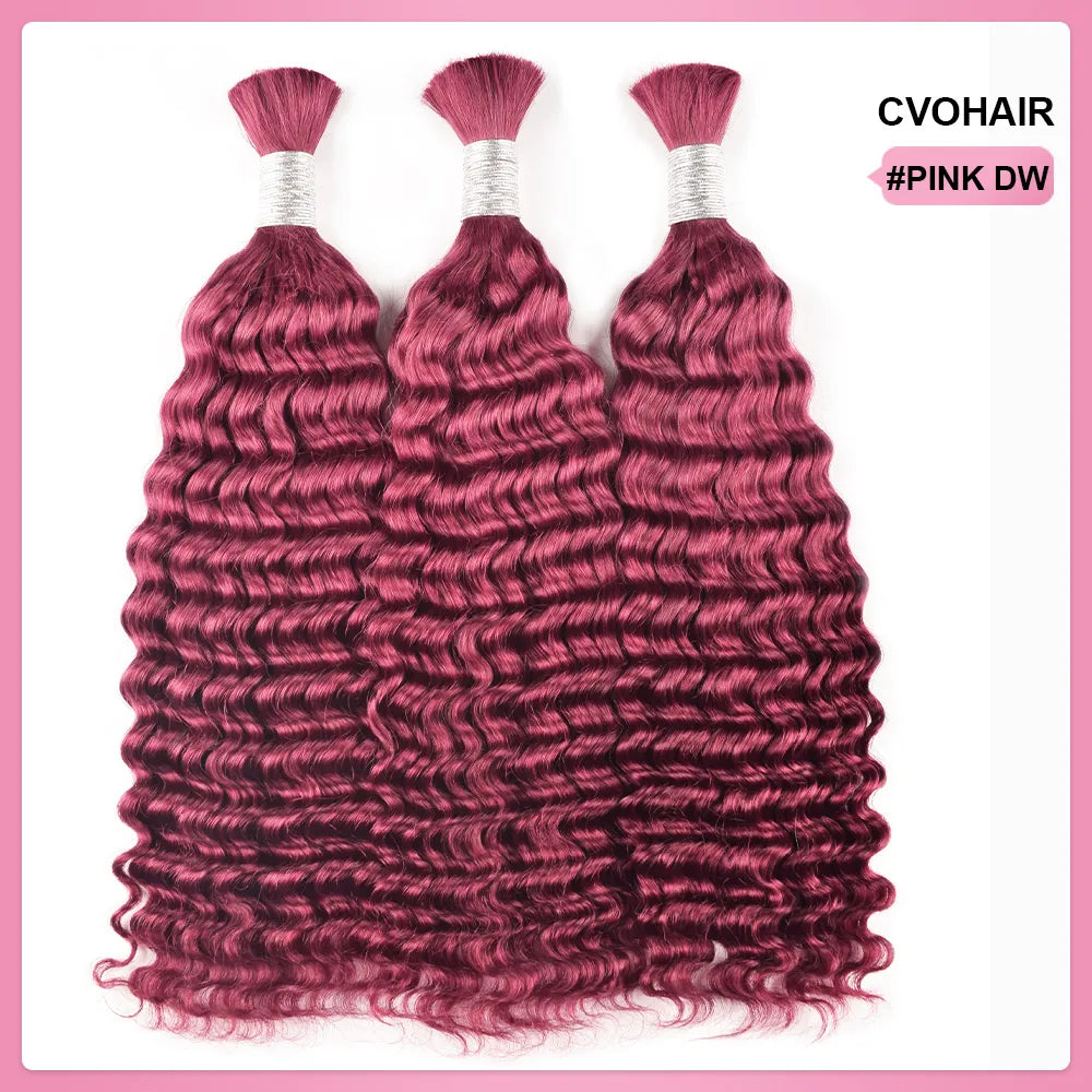 #Pink Deep Wave 100% Human Hair Braid Styles CVOHAIR
