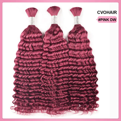 #Pink Deep Wave 100% Human Hair Braid Styles CVOHAIR