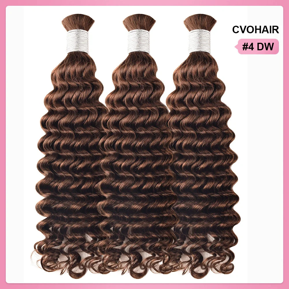 #4 Deep Wave Bohemian Human Hair For Braiding CVOHAIR