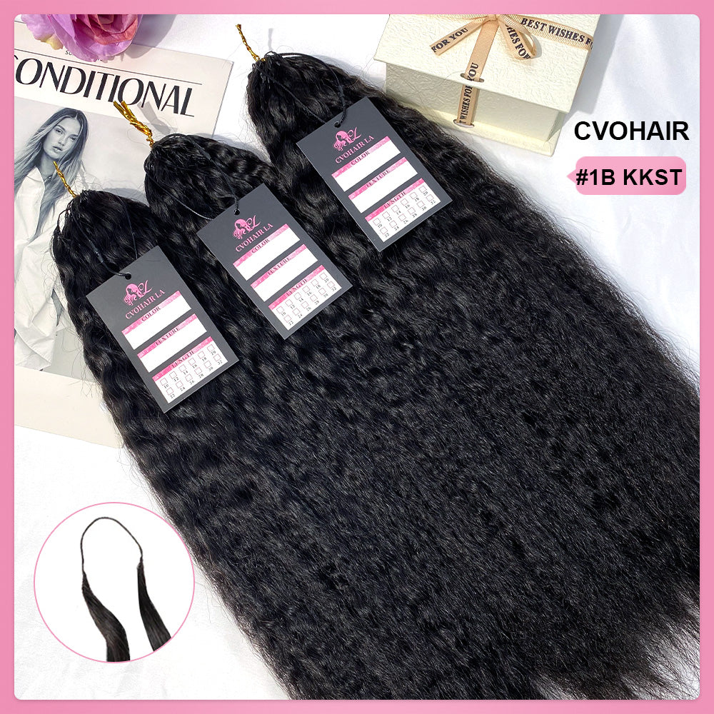 Kinky Straight Crochet 100% Human Hair Hair Extensions CVOHAIR