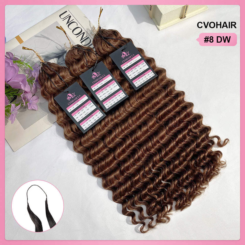 #8 Deep Wave Crochet Human Hair Extensions CVOHAIR
