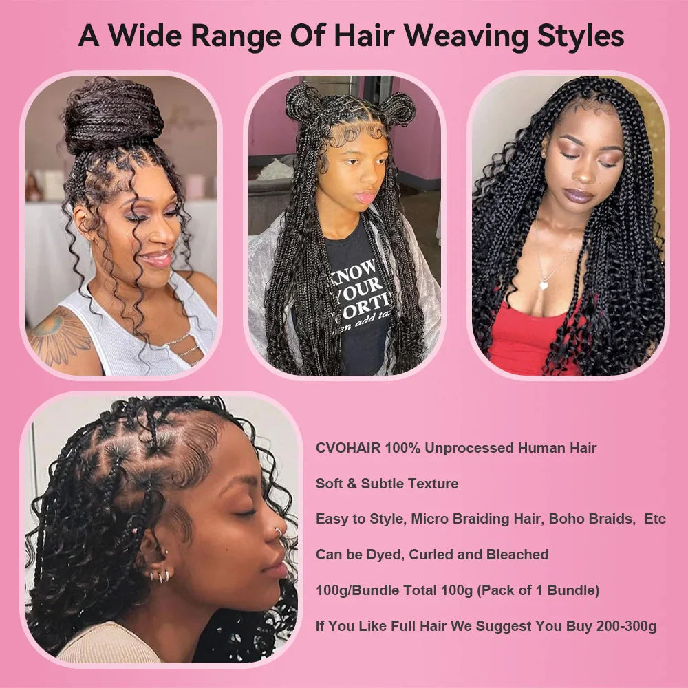 #1 Jet Black Deep Curly Bulk Human Hair For Braiding CVOHAIR