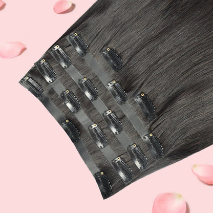 #1B 6Pcs Straight PU Seamless Clip ins Flash Sale Free Shipping Hair Extensions Real Human Hair 110G CVOHAIR