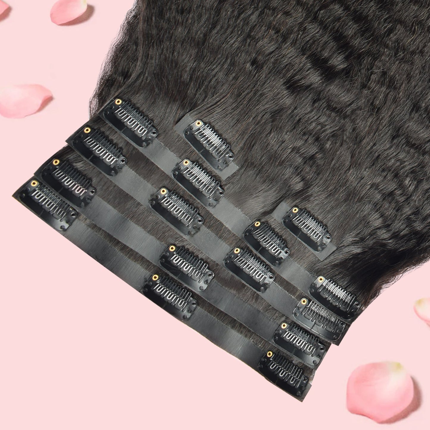 #1B 6Pcs Kinky Straight Flash Sale Free Shipping PU Seamless Clip ins Hair Extensions Real Human Hair Natural Black 110G CVOHAIR