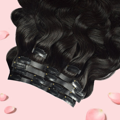 #1B 6Pcs Body Wave PU Seamless Clip ins Flash Sale Free Shipping Hair Extensions Real Human Hair 110G CVOHAIR